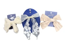 Set Of 3 Hair Clips With Bow Designs Universal Thread White Lace Beige Cotton &
