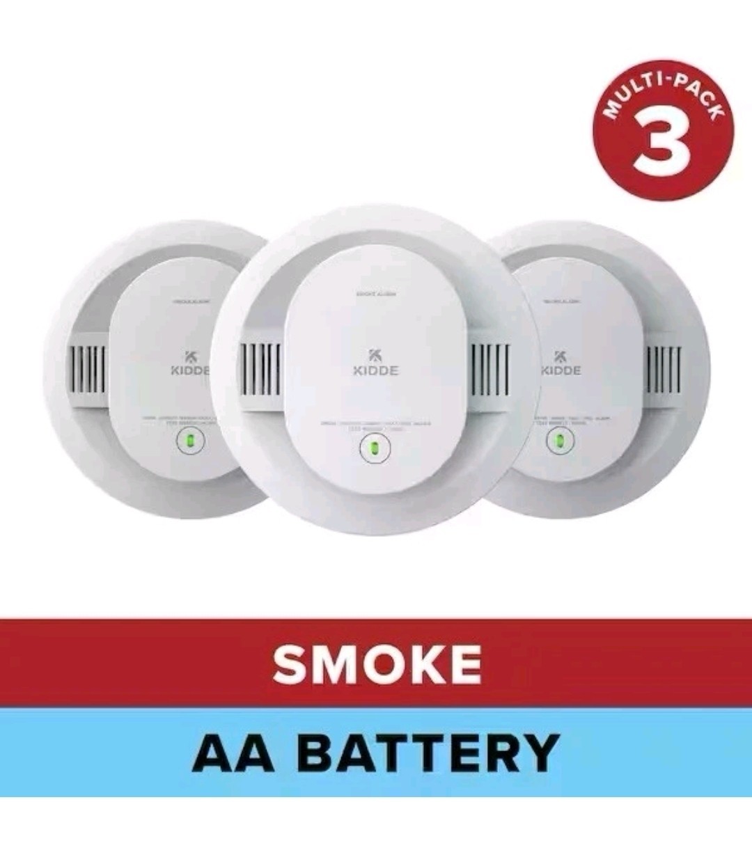 Kidde Battery Powered Smoke Detector With Photo Electric Sensor (3 PACK)