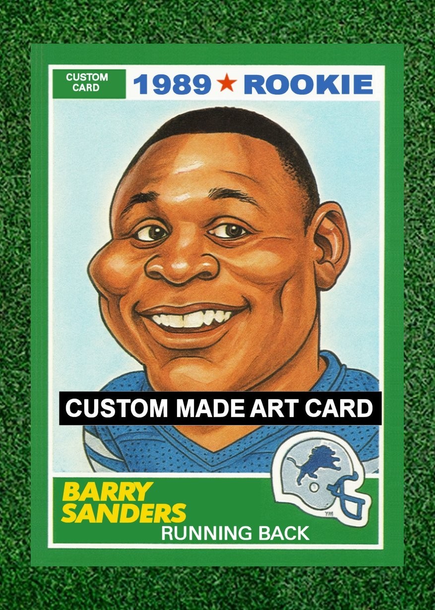 Barry Sanders Lions Custom Caricutres Football Art Card