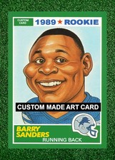 Barry Sanders Lions Custom Caricutres Football Art Card