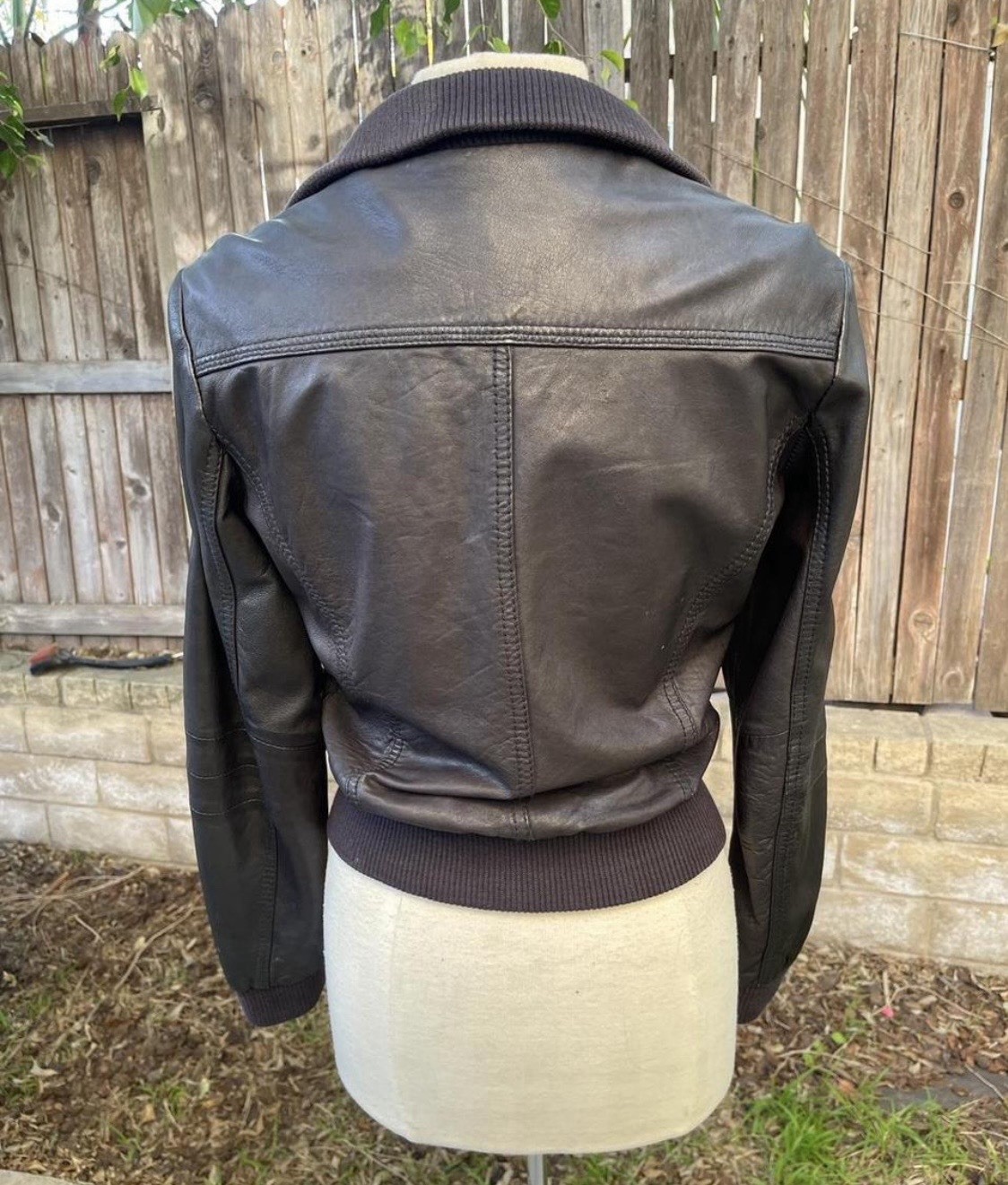 Pimkie Black 100percent Sheep Leather Bomber Jacket  Moto Classic Boho Retro - Sz S image 3