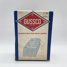 Vintage Gussco 3x5 Index Card File Guides Box Salmon Tab Dividers Office Craft A