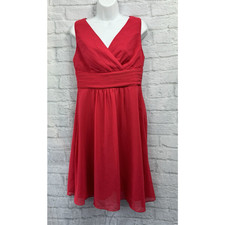 Amelia Red Skater Dress Occasion Size 12 Chiffon Floaty V-Neck Sleeveless Party
