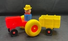 Vtg Fisher Price Little People Farm Lot (3)~Tractor Trailer Farmer~yellow orange