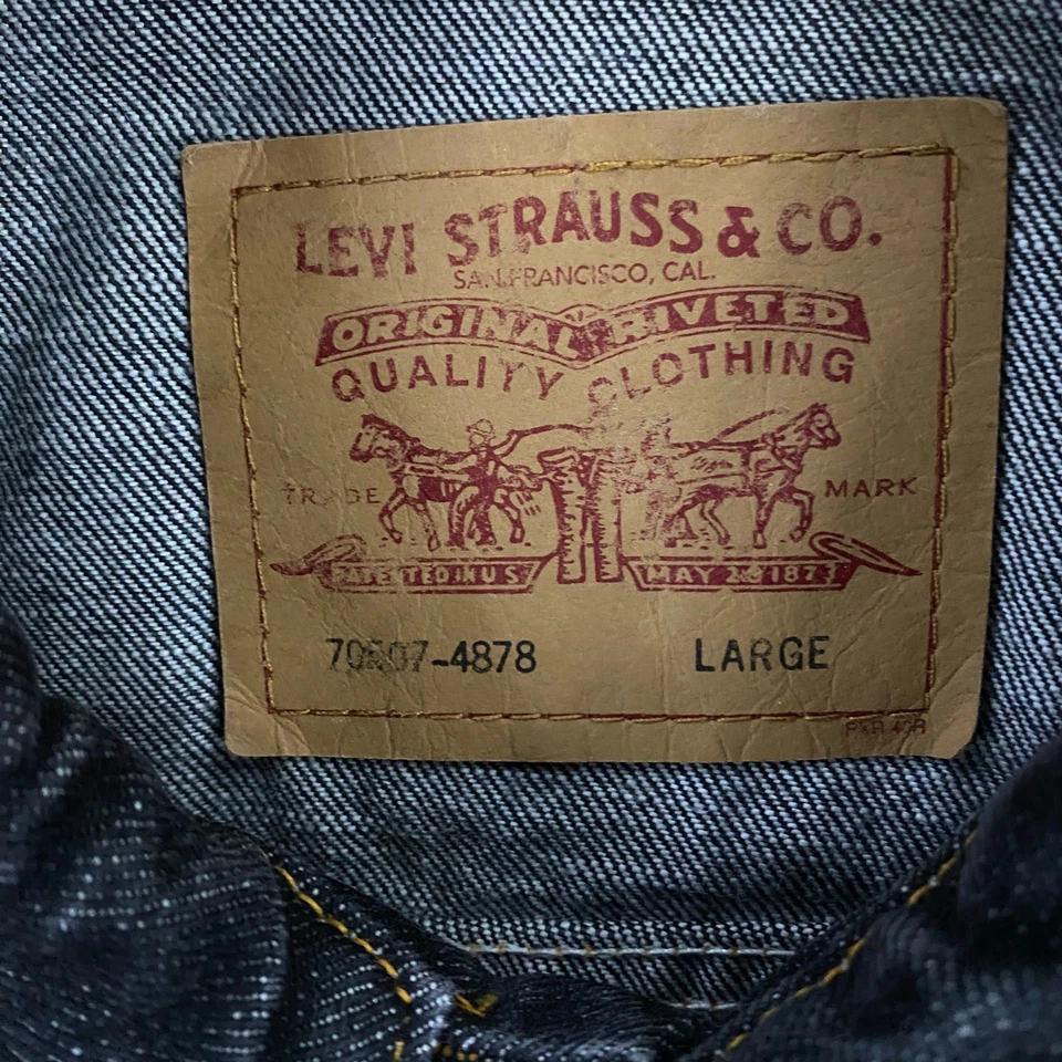 De Colección Levi's Denim Trucker Chaqueta Hombres Grande Negra Tipo III 70507-4878 Jean Red Tab Foto 3 de 4