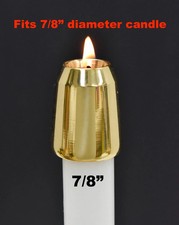 POLISHED BRASS 7/8" SMOOTH CANDLE FOLLOWER /  BURNER / TOPPER CANDELABRA
