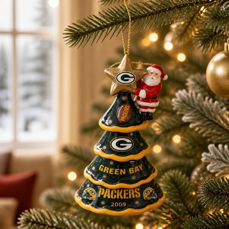 Green Bay Packers Hanging Christmas Ornament - Santa Tree, Ceramic, 2009