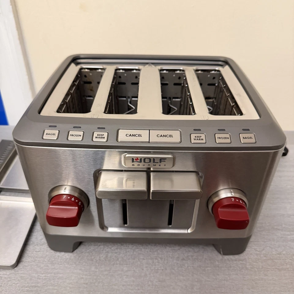 Wolf Gourmet Toaster 4-Slice Stainless Steel WGTR104S Red Knob Oven TESTED 🇺🇸 - Image 2 of 4