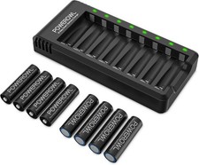 Rechargeable AA Batteries with Charger, POWEROWL 8 Pack of 2800mAh 8 pack
