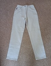 Ladies Next High Waist Slim Straight Leg Jeans Beige Size 12 W26 L28 Made in UK