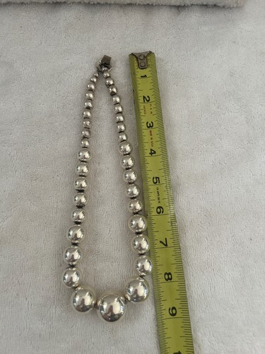 .99¢! Vtg TEXAS RANCH GRADUATING BENCH BEAD 89gram sterling silver NECKLACE! - Picture 3 of 6