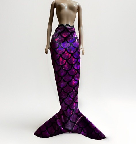 Magenta Purple Black Scales Shiny Metallic Mermaid Tail Fits Barbie Doll - Picture 1 of 4