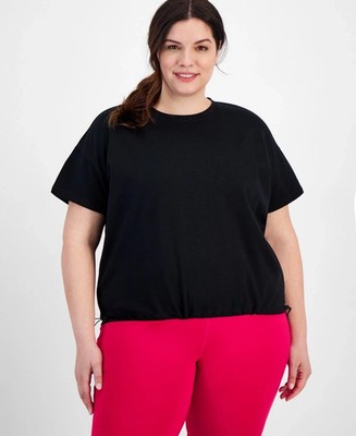 ID Ideology Plus Size Comfort Flow Drawcord T-Shirt, Black, 3X