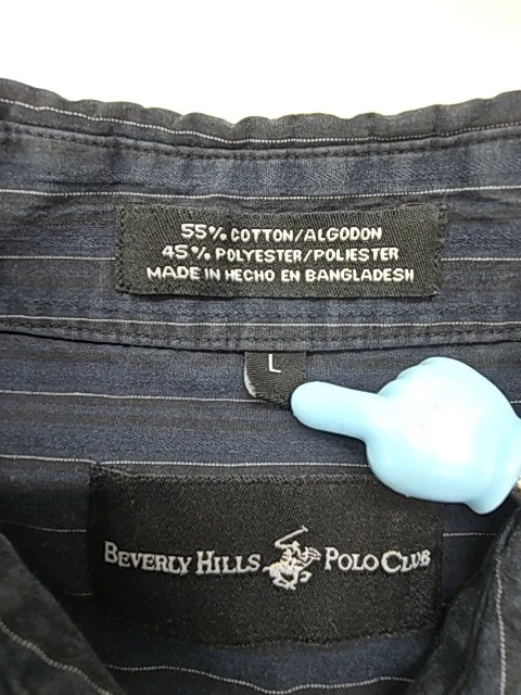 Beverly Hills Polo Club homme noir rayures boutonnées taille L Regular - Photo 4/4