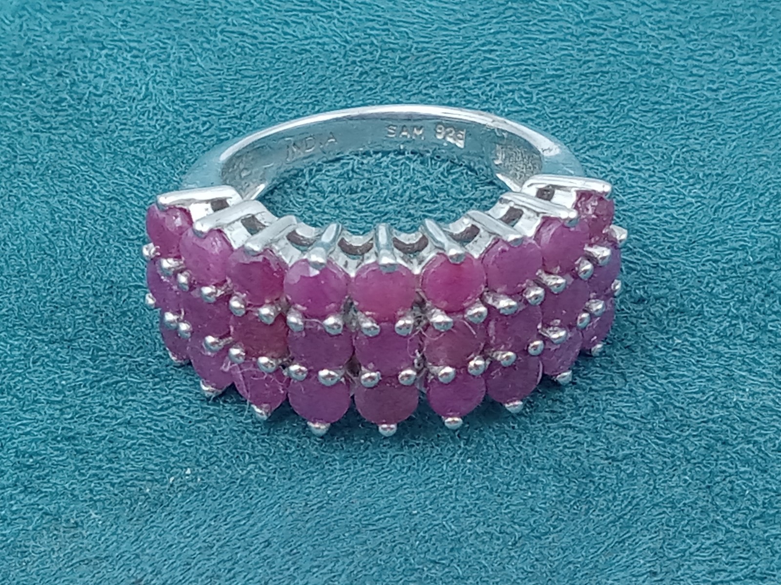 Sterling Silver Ring w 27 Small Ruby Gemstone Set… - image 5