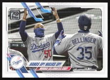2021 Topps Hands Up! Masks Up! Betts/Bellinger #303 Los Angeles Dodgers