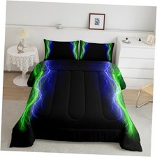 Geometric Ombre Comforter Set Size Boys Blue Green and Black Full Multi 20