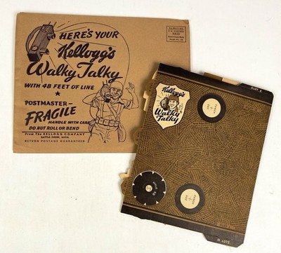 Vintage Kellogg's Walkie Talkie Cereal Premium Set with Mailer ~ 1940s Complete