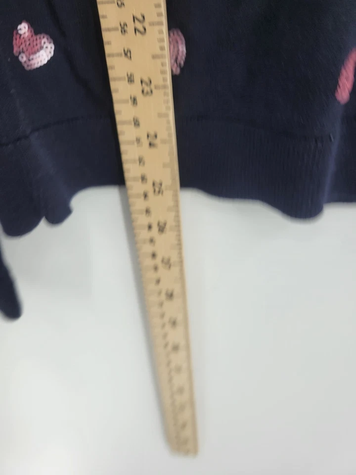 Suéter Talbots Mujer XL Azul Rosa Lentejuelas Corazones Cuello Redondo Pullover Artístico Foto 3 de 4