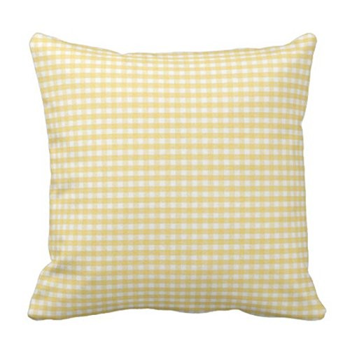 Throw Pillow Cover Accent Yellow Gingham Spring White Livingroom Decorative