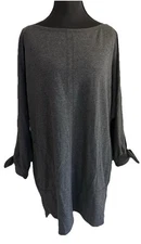Max Studio Weekend Dark Gray Boat Neck Tunic Top Mini Dress w/Pockets Size M