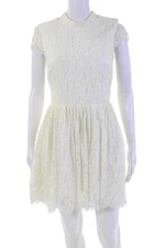 Keepsake Womens Cotton Sleeveless Open Back Lace Short Dress White Size XS