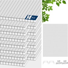 14 Pack Polycarbonate Greenhouse Panels 150 x 60.5cm 4mm Twin-Wall Roof Panels