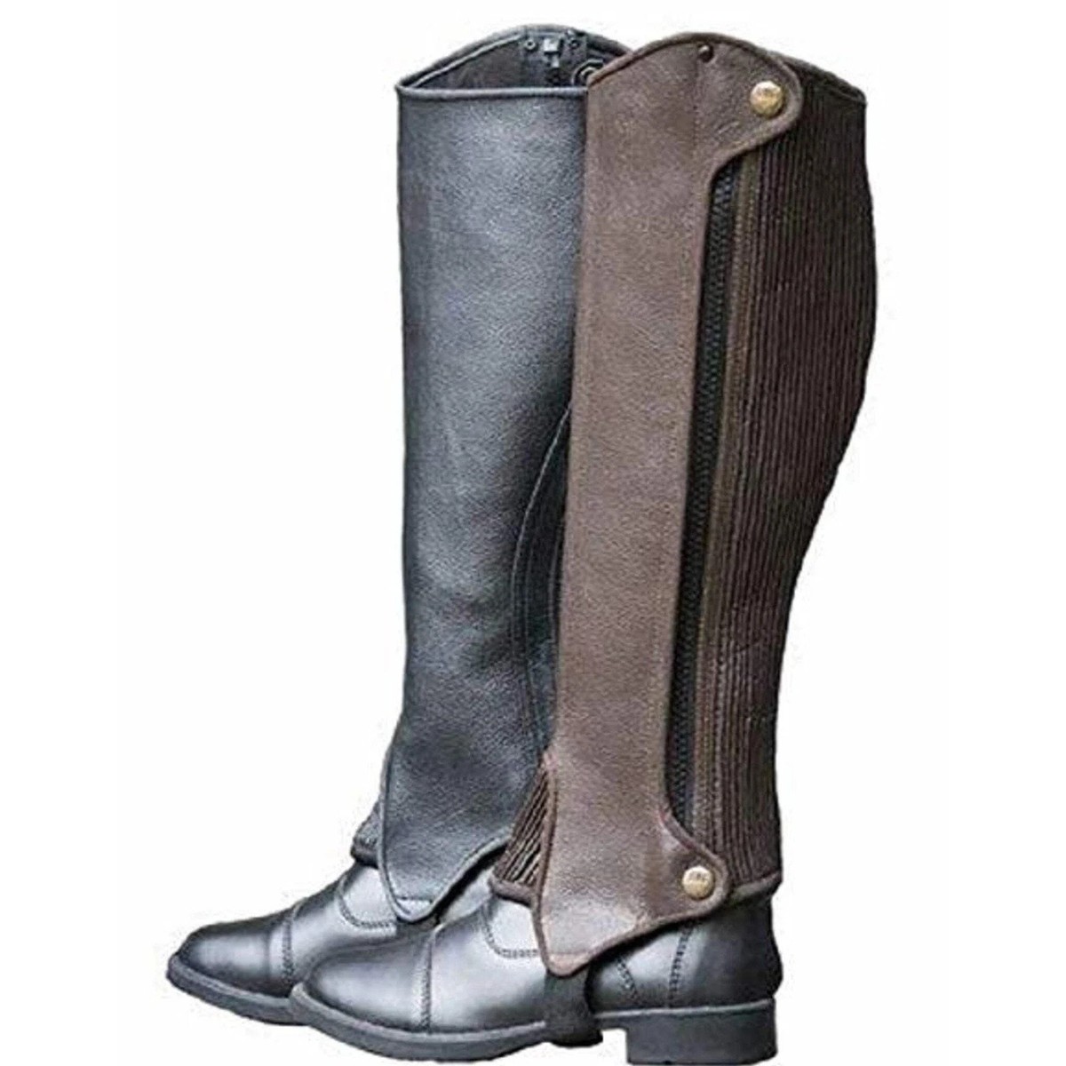 NEW ROCK authentic vintage leather motorcycle riding gaiters half-chaps boots Vance Unisex Black Leather Motorcycle Half Leather Chaps main image 3