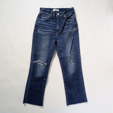 Moussy Vintage Crop Jeans Women's 26 Distressed Raw Hem Blue Denim Japan