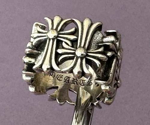 Vintage 2003 Chrome Hearts 925 Sterling Silver Square Size 9 Cemetery Cross Ring