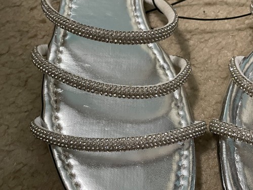 Charlotte Russe Rhinestone Silver Flat Sandals Size 6 - Picture 4 of 8