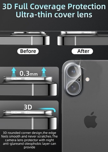 For Apple iPhone 16 Plus Camera Lens Rear Tempered Glass Protector Guard Cover - 第 5/12 張圖片