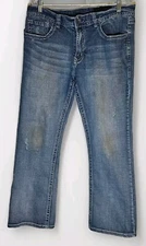 T. K. Axel Distressed Dirty Look Denim Blue Jeans Bootcut Men W36 L32 Casuals