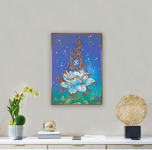 Blauer Lotus Perlen Stickset - DIY Handarbeit Perlen Bastelset | Geschenk - Bild 6 von 16