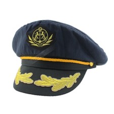 Dark Blue Yacht Captain Skipper Navy Sailor Boat Cap Hat Costume New