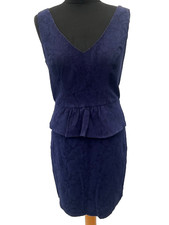 Oasis Dress size 12 blue lace covered sleeveless polyester blend womens