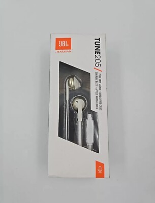 JBL Harman Tune 205 Wired In-Ear Kopfhörer mit Mikrofon & Tasche White Champaign Gold