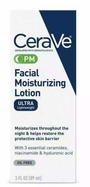 100% Authentic CeraVe PM Facial Moisturizing Lotion Ultra Lightweight 3 oz 1pk