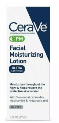 CeraVe PM Facial Moisturizer, 3 Ounce (Pack of 1) | Lotion | Face | Ultra-Light