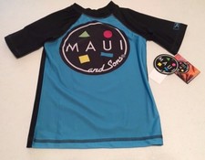 MAUI AND SONS RASHGUARD SWIMSHIRT UPF50 SUN PROTECT BOY'S SIZE - 4 AQUA NWT