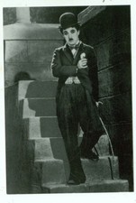 CELEBRITY-CHARLIE CHAPLIN-#232-129-DOWN STEPS-MODERN POSTCARD-4