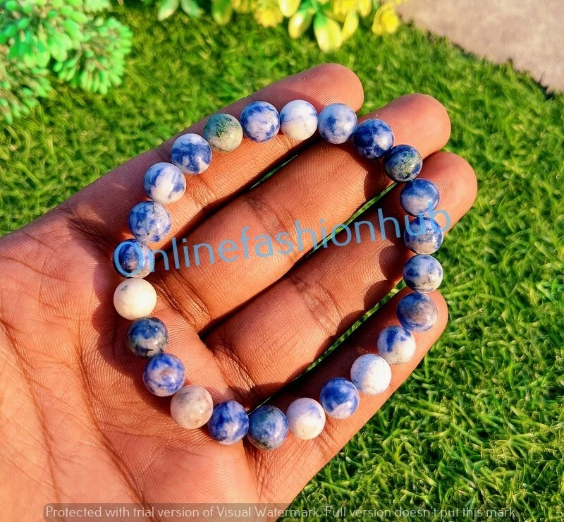 VALENTINO Regalo Sodalite Bracciale Perline Tonde Elastico 6mm 8mm 10mm 12mm Perline 7 5"