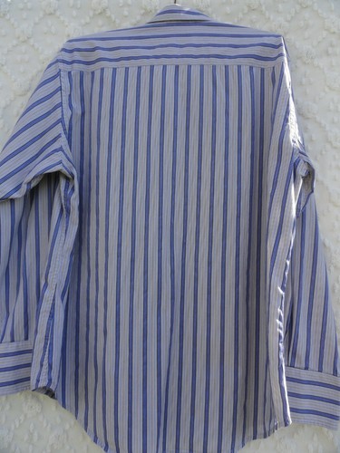 Camicia Robert Graham uomo L blu bianco viola righe cotone come nuova - Foto 6 di 7