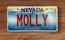 NEVADA SILVER STATE VANITY LICENSE PLATE " MOLLY " AUNT  MOLLIE  MOLLY'S TAMALE 