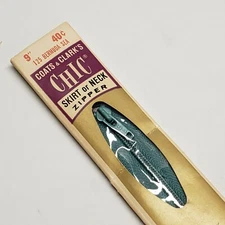 Coats and Clarks Vintage Zipper Bermuda Teal Blue Polyester 9" MADE IN USA