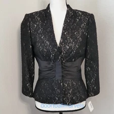 Kay Unger Evening Lace Jacket Cropped Fitted Cinched Waist Cocktail sz 8 NWT 