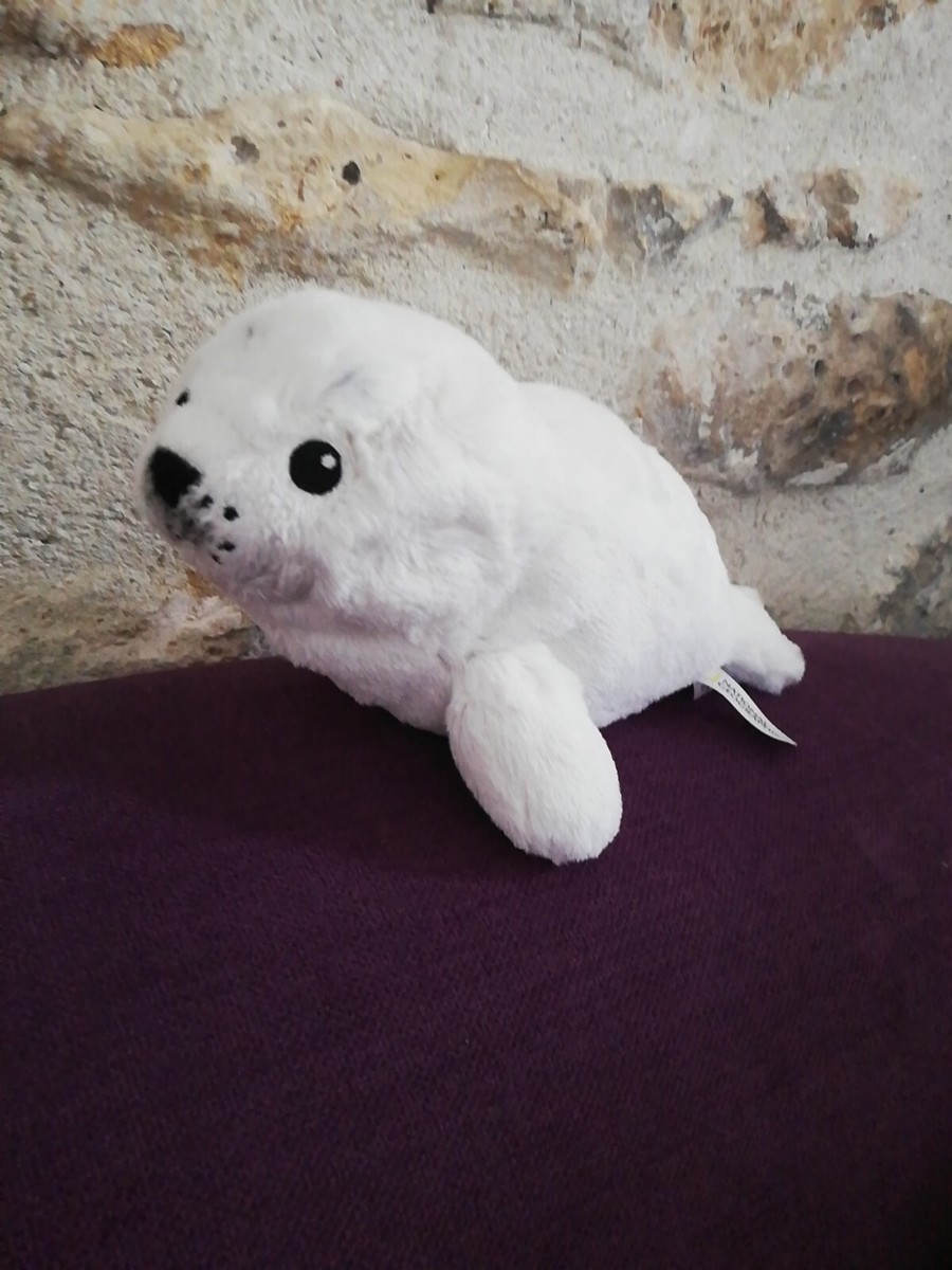 Doudou Peluche National Geographic Bébé Phoque Blanc Noir Jemini