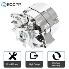 For Chrome BBC SBC Chevy GM Alternator 1 Wire Chevy 327-350-396-427-454 110Amp