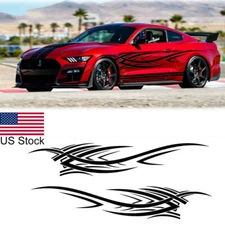 Universal 2x Sport Style Black Flame Totem Car Side Body Door Fender Vinyl Decal