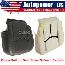 For 03-06 GMC Sierra Driver Bottom Leather Seat Cover Dark Gray & Foam Cushion